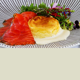 Ocean Trout Gravlax with Cheese Soufflé